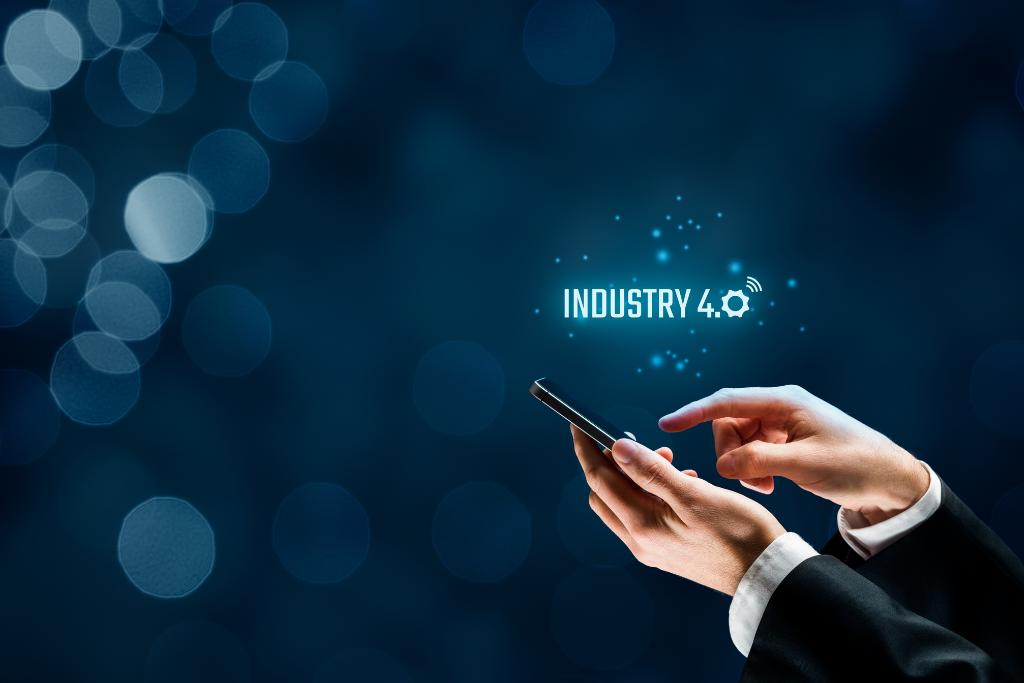 Business user launching industry 4.0 projects on mobile interface